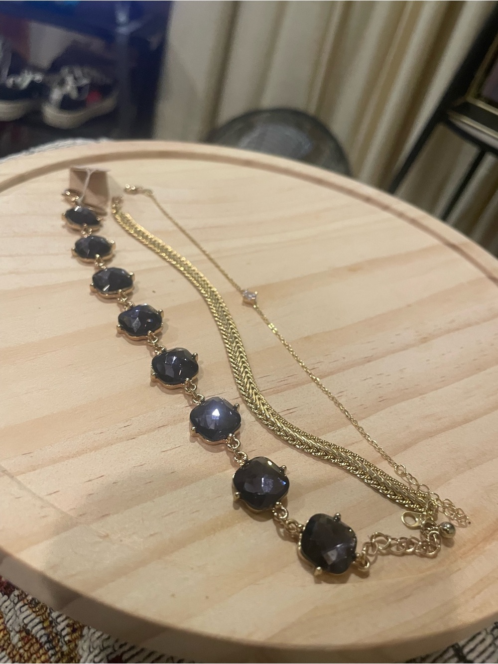 Gold bracelet with Black Gem Accents
